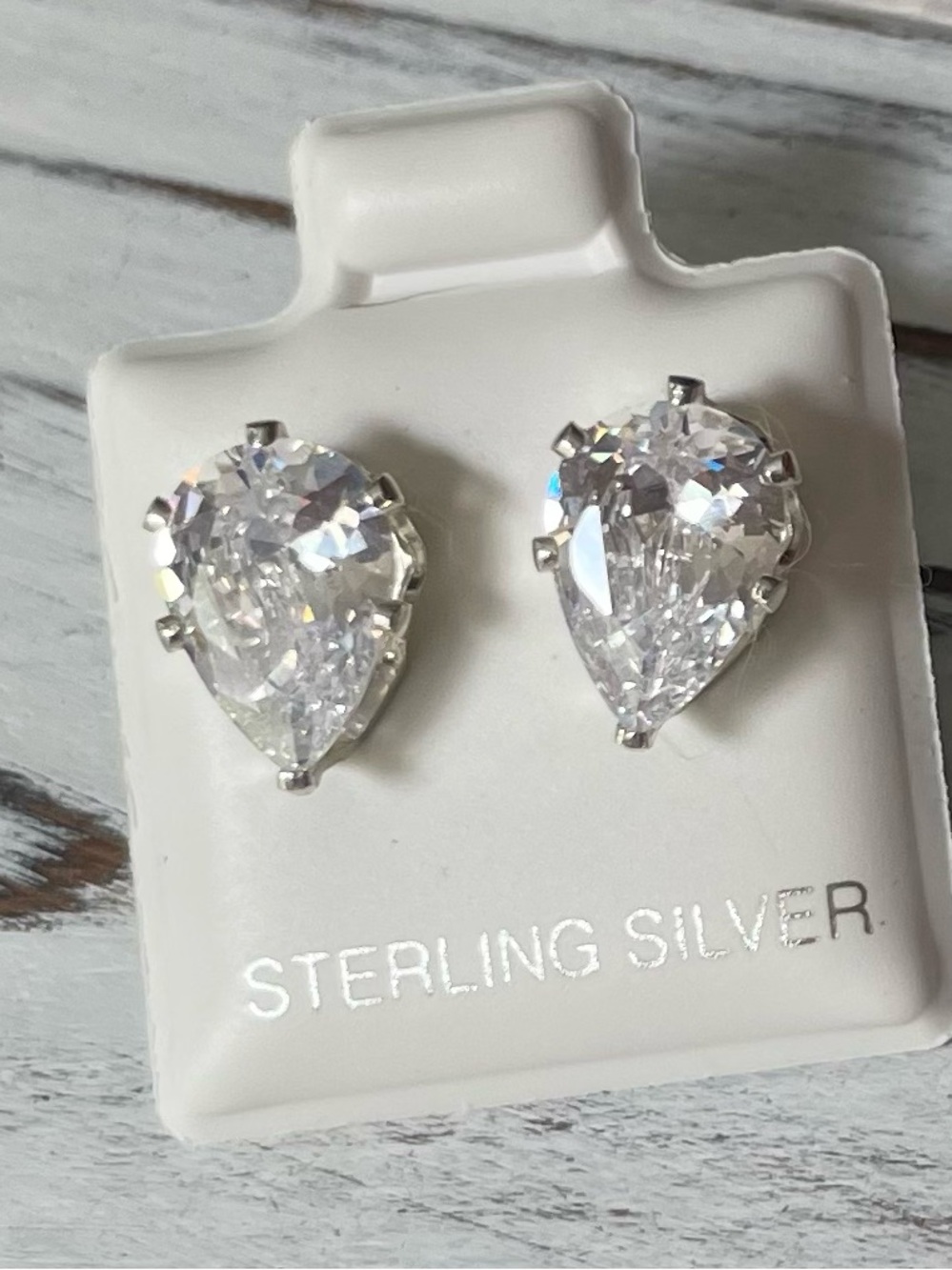 Pear Shape Cubic Zirconia Stud Earrings - Clear
